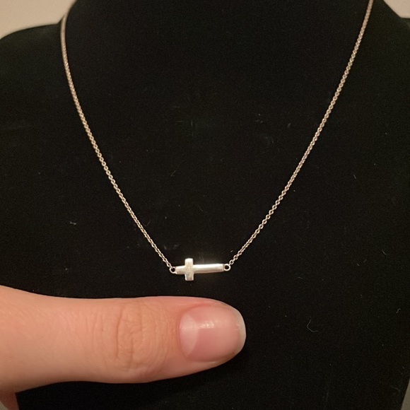 Sterling Silver Minimalist Cross Necklace - Picture 2 of 4